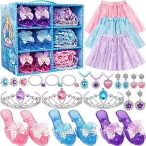Princess Dress Up Toys &Jewelry Boutique,Princess Costumes Set incl Color Skirts